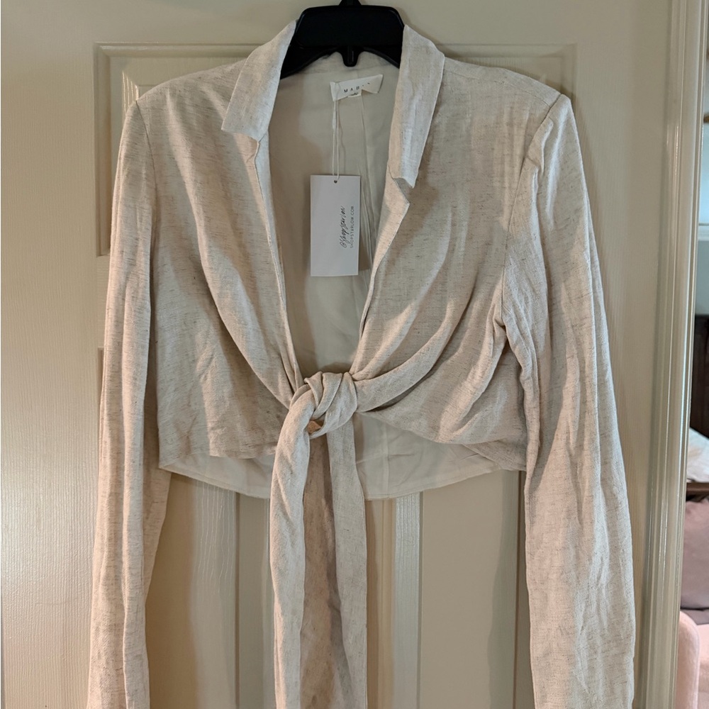MARBLE Cream Tie-Front Women’s Jacket